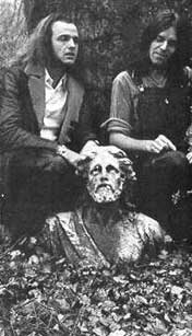 Thijs van Leer and Collin Allen in the studio's garden